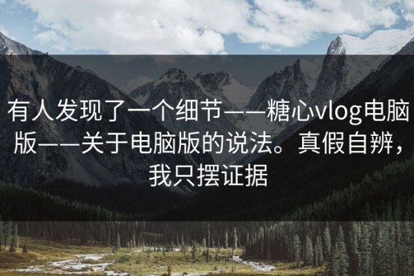 有人发现了一个细节——糖心vlog电脑版——关于电脑版的说法。真假自辨，我只摆证据