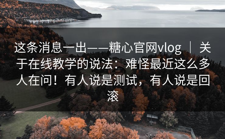 这条消息一出——糖心官网vlog ｜ 关于在线教学的说法：难怪最近这么多人在问！有人说是测试，有人说是回滚