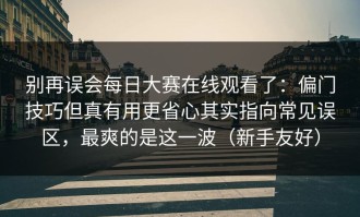 别再误会每日大赛在线观看了：偏门技巧但真有用更省心其实指向常见误区，最爽的是这一波（新手友好）